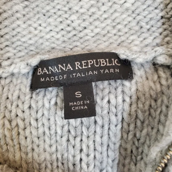 Banana Republic Women's Chunky Knit Wool Italian Yarn Gray Boat Neck Sweater S - Picture 4 of 5